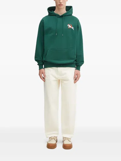 Drôle De Monsieur Horse-embroidered Hoodie In Green