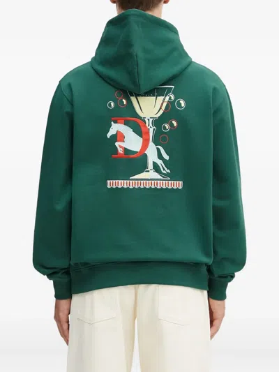 Drôle De Monsieur Horse-embroidered Hoodie In Green