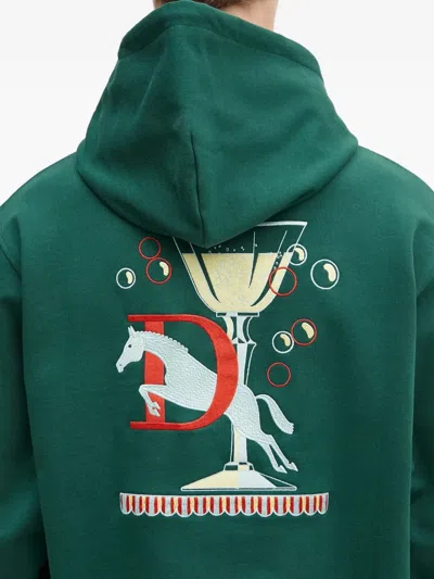 Drôle De Monsieur Horse-embroidered Hoodie In Green