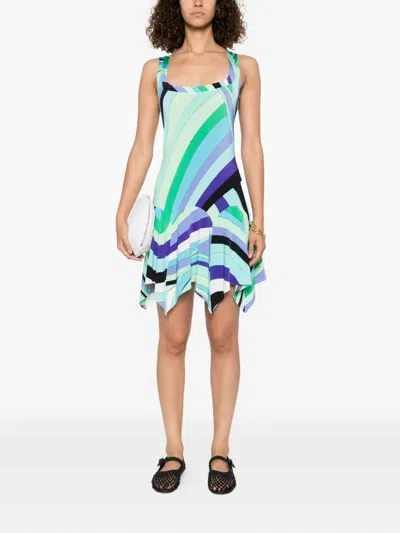 Pucci Abstract-print Dress In Green