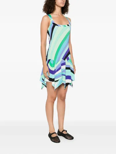Pucci Abstract-print Dress In Green