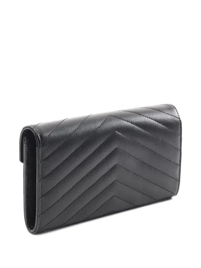 Pre-owned Saint Laurent 2021 Monogram Chevron Wallet