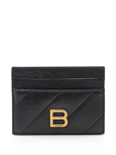 Pre-owned Balenciaga 2020s Crush Leather Cardholder