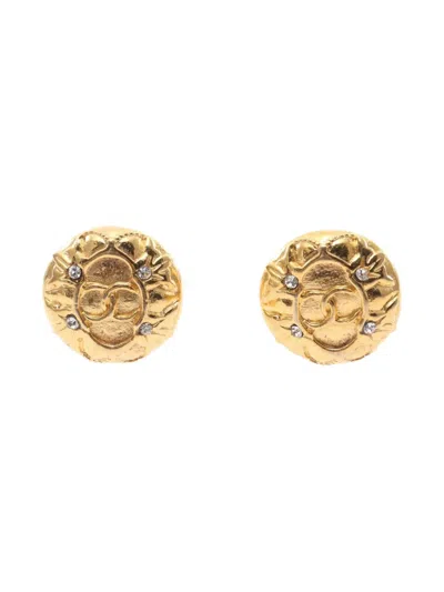 Pre-owned Chanel 1986-1988 Coco Mark Rhinestone-embellished Earrings