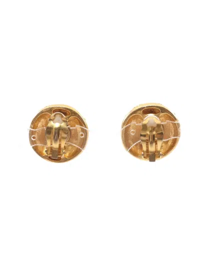 Pre-owned Chanel 1986-1988 Coco Mark Rhinestone-embellished Earrings