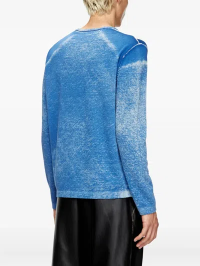 Diesel Oliba Stripe-print V-neck Sweater In Blue