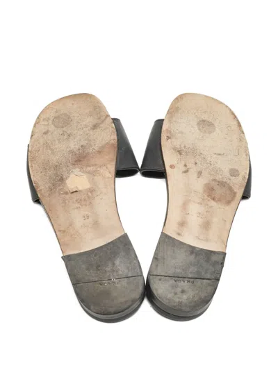 Pre-owned Prada Leather Triangle Slide Sandals