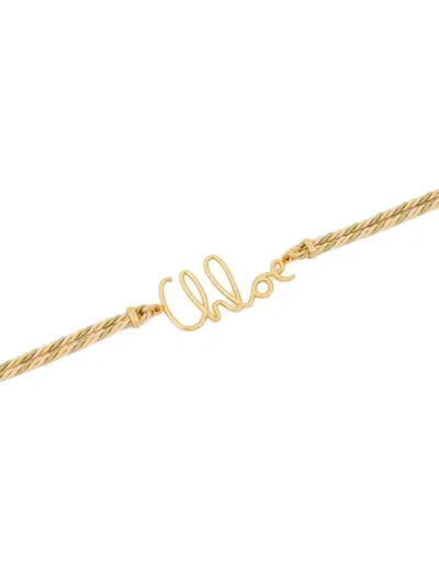 Chloé Plage Braided-cord Logo Necklace In Gray