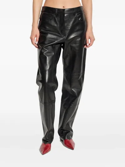 Jil Sander Leather Trousers In Black