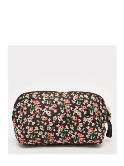 Pre-owned Moncler Vintage Floral-print Pouch In Black