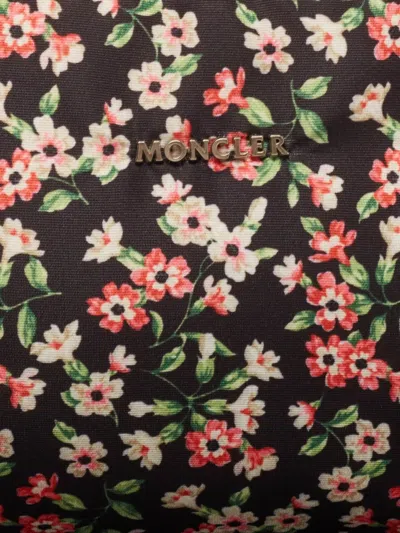 Pre-owned Moncler Vintage Floral-print Pouch In Black