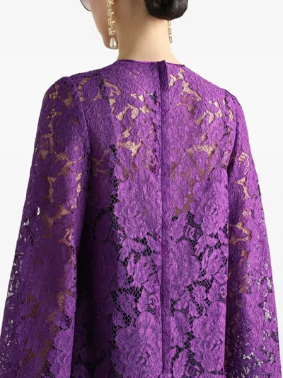 Dolce & Gabbana Cordonetto Lace Short Dress In Purple