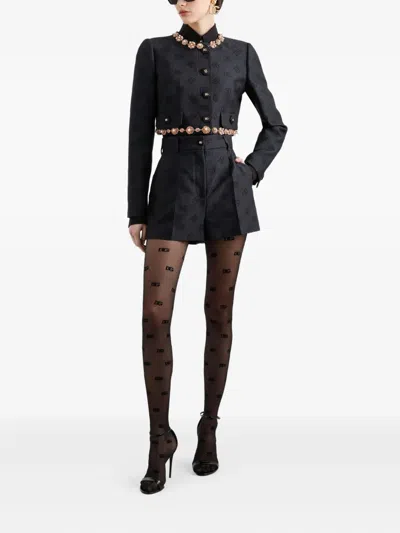 Dolce & Gabbana Jacquard Shorts In Black