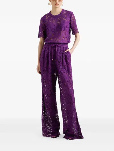 Dolce & Gabbana Lace-detailing T-shirt In Purple