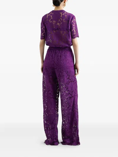 Dolce & Gabbana Lace-detailing T-shirt In Purple