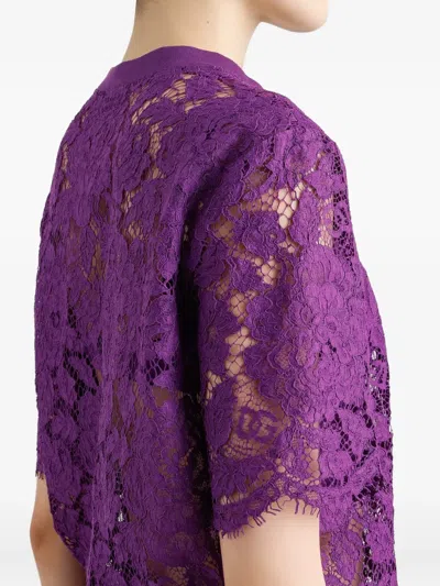Dolce & Gabbana Lace-detailing T-shirt In Purple
