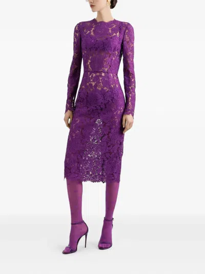 Dolce & Gabbana Cordonetto Lace Dress In Purple