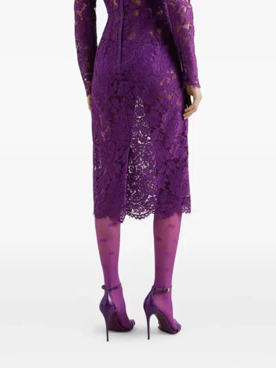 Dolce & Gabbana Cordonetto Lace Dress In Purple