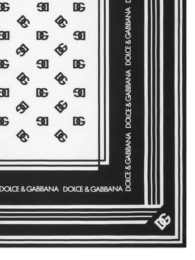 Dolce & Gabbana Monogram-pattern Silk Scarf In Black