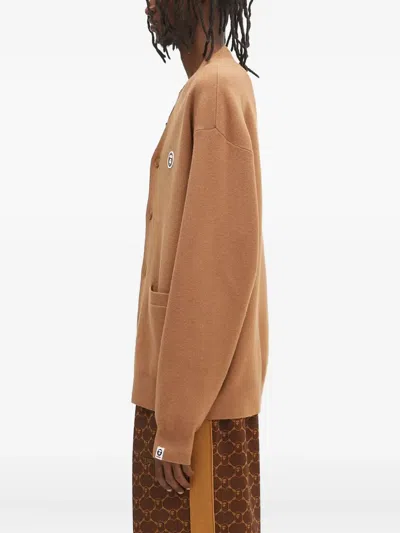 Aape By A Bathing Ape Logo-patch Cardigan In Brown