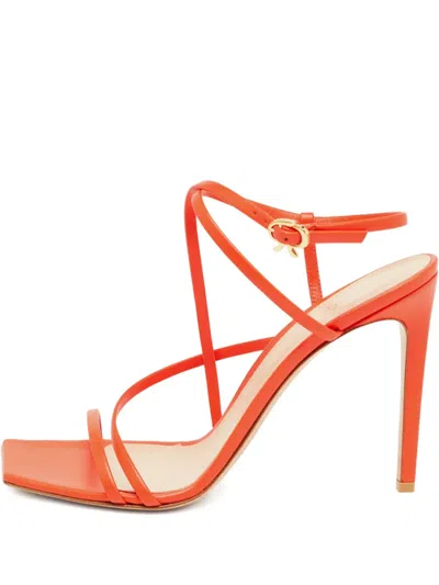Pre-owned Gianvito Rossi  100mm Strappy Sandals In Red