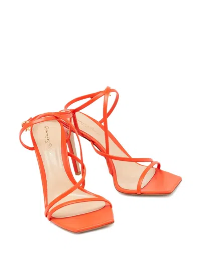 Pre-owned Gianvito Rossi  100mm Strappy Sandals In Red