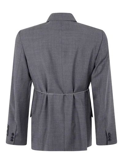 Alexander Wang Tailored Blazer With Chain Belt And Check Pattern In Gray