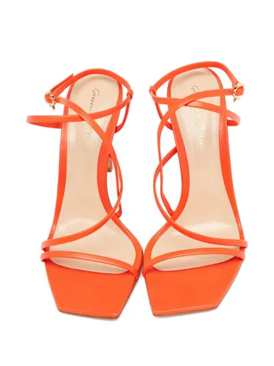 Pre-owned Gianvito Rossi  100mm Strappy Sandals In Red