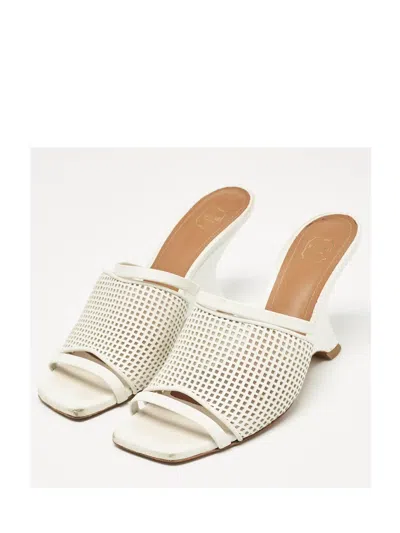 Pre-owned Malone Souliers 80mm Leather Heeled Mules In White