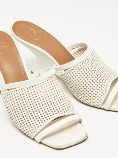 Pre-owned Malone Souliers 80mm Leather Heeled Mules In White