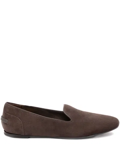 Brunello Cucinelli Suede Loafers In Brown