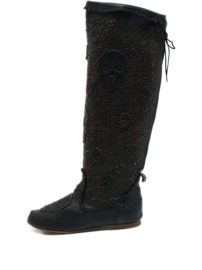 Pre-owned Philipp Plein Perforated-design Knee-high Boots