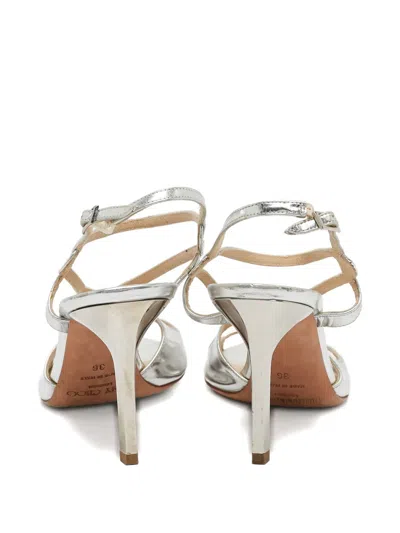 Pre-owned Jimmy Choo 80mm Leather Strappy Sandals In Silver