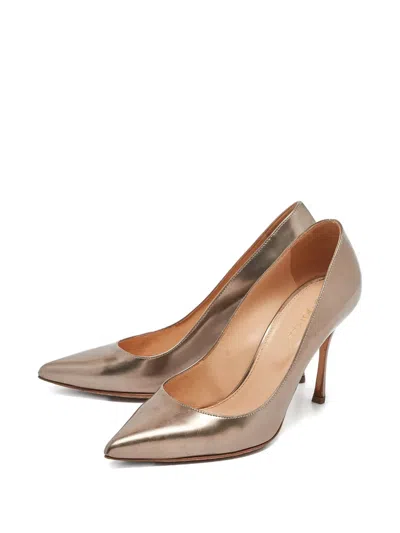 Pre-owned Sergio Rossi Vintage  110mm Leather Pumps In Gray