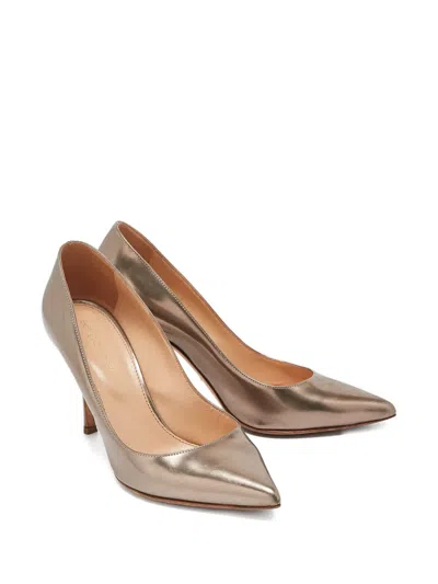 Pre-owned Sergio Rossi Vintage  110mm Leather Pumps In Gray