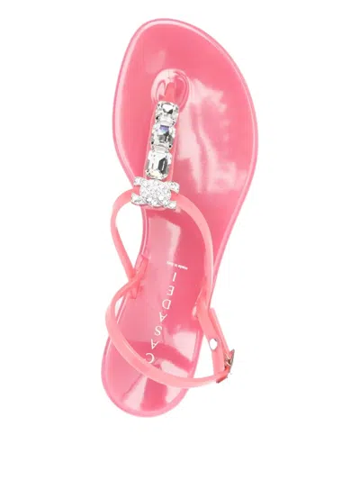 Casadei Crystal-embellished Jelly Flip-flops