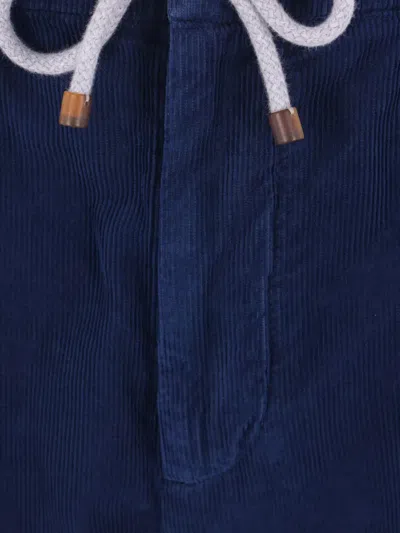 Brunello Cucinelli Corduroy Drawstring Trousers In Blue