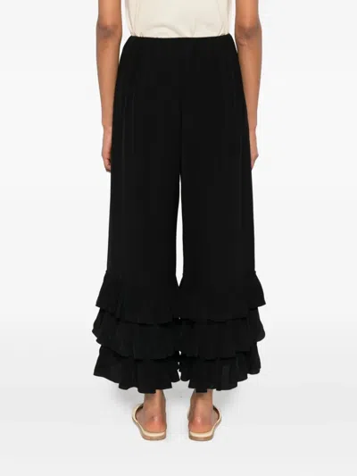 Chloé Ruffled Silk Crepe De Chine Wide-leg Pants In Black