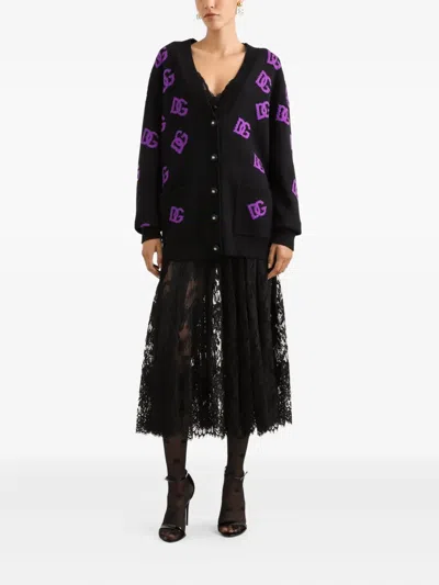 Dolce & Gabbana Logo-motif Cardigan In Black