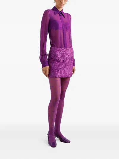 Dolce & Gabbana Jacquard Mini Skirt In Purple
