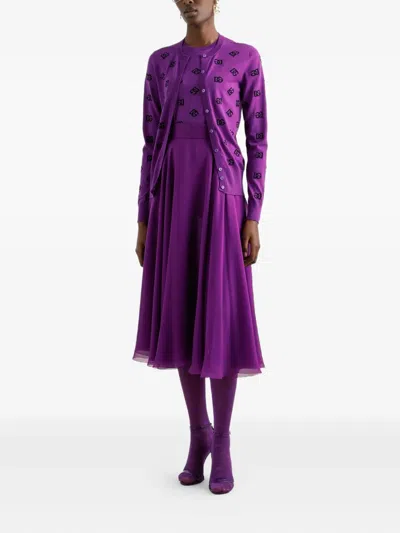Dolce & Gabbana Silk Chiffon Midi Skirt In Purple