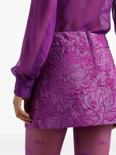 Dolce & Gabbana Jacquard Mini Skirt In Purple
