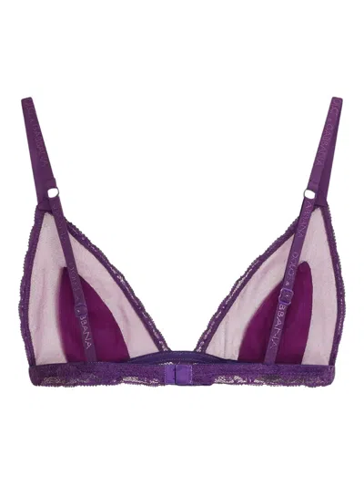 Dolce & Gabbana Lace-detailed Satin Bra In Purple
