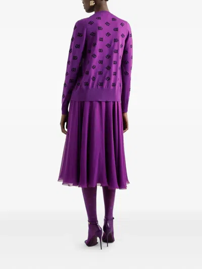 Dolce & Gabbana Silk Chiffon Midi Skirt In Purple
