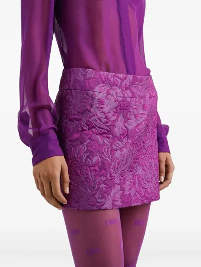 Dolce & Gabbana Jacquard Mini Skirt In Purple