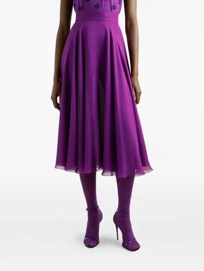 Dolce & Gabbana Silk Chiffon Midi Skirt In Purple