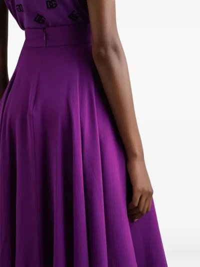 Dolce & Gabbana Silk Chiffon Midi Skirt In Purple