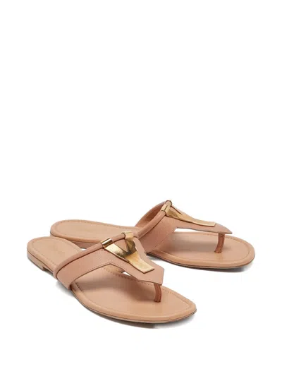 Pre-owned Saint Laurent Leather Y Motif Thong Flats