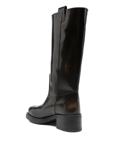 Alohas Calf Leather Biker Boots In Black