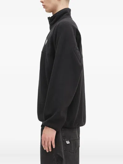 Aape By A Bathing Ape Button-placket Fleece Sweatshirt In Black